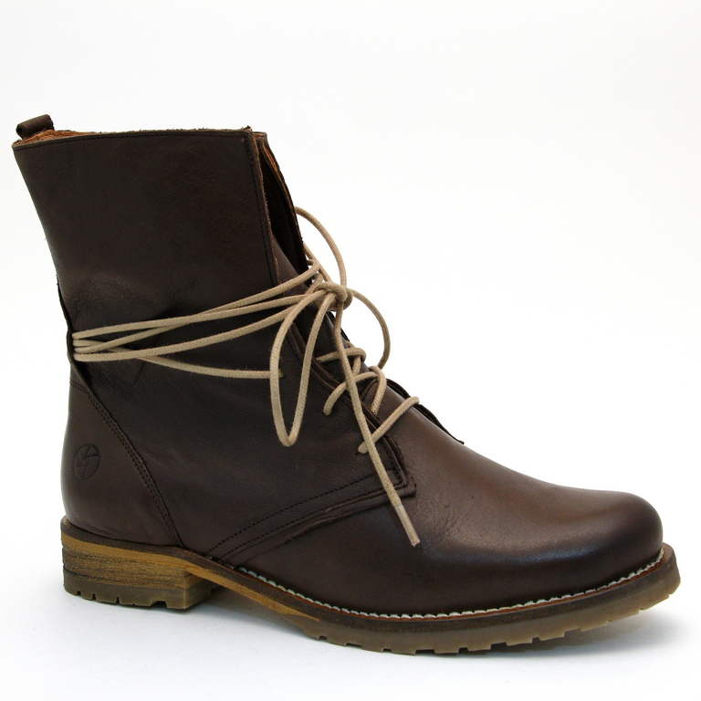 Ботинки женские 60-1725-dk brown кожа-байка коричневые